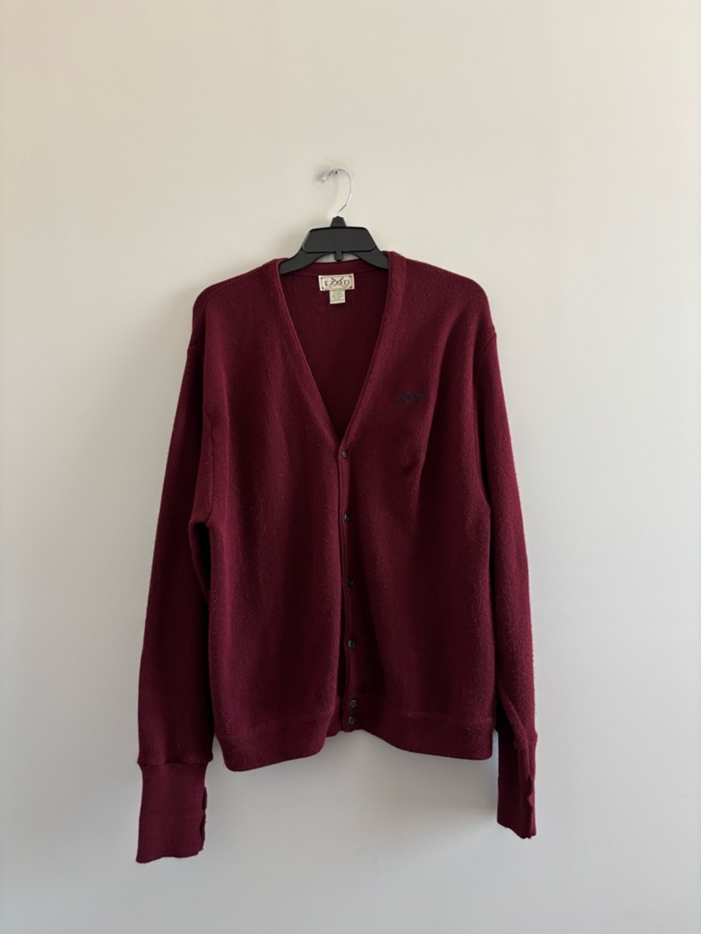 VTG IZOD Cardigan Sweater Burgundy Knit Mens XXL Grandpa Preppy Golf 80s 90s